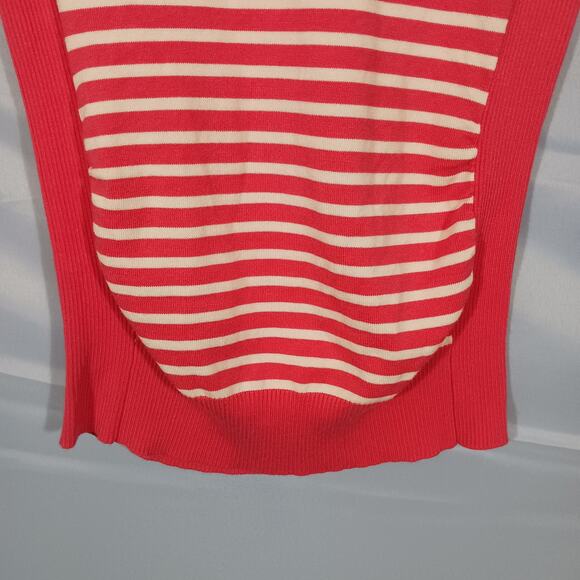 89th & Madison Women's Medium Pink and White Striped Short Sleeve Sweater Rayon - Picture 7 of 8